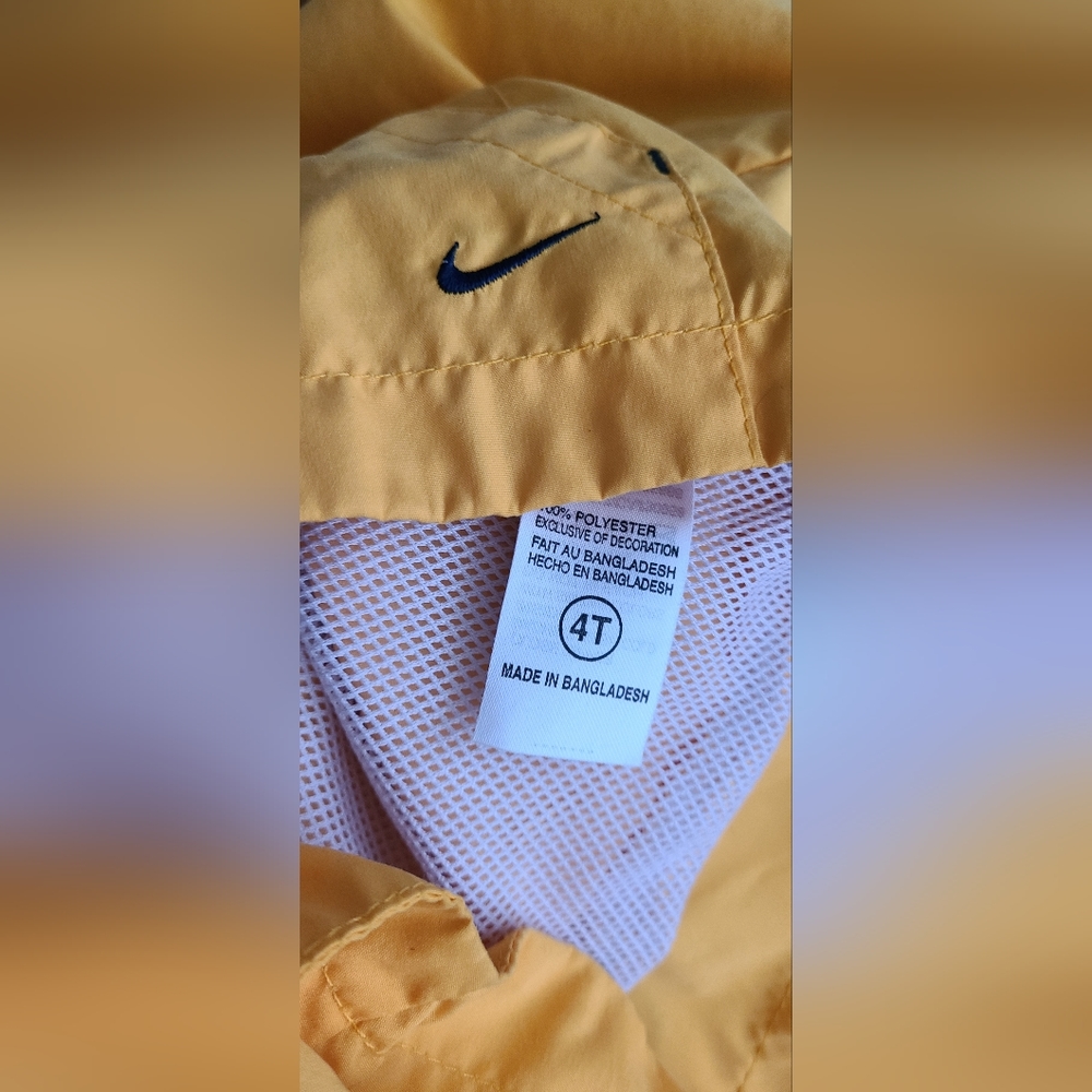 Nike jacket 4T‎ midnight navy yellow white swoosh hooded windbreaker - Picture 3 of 11